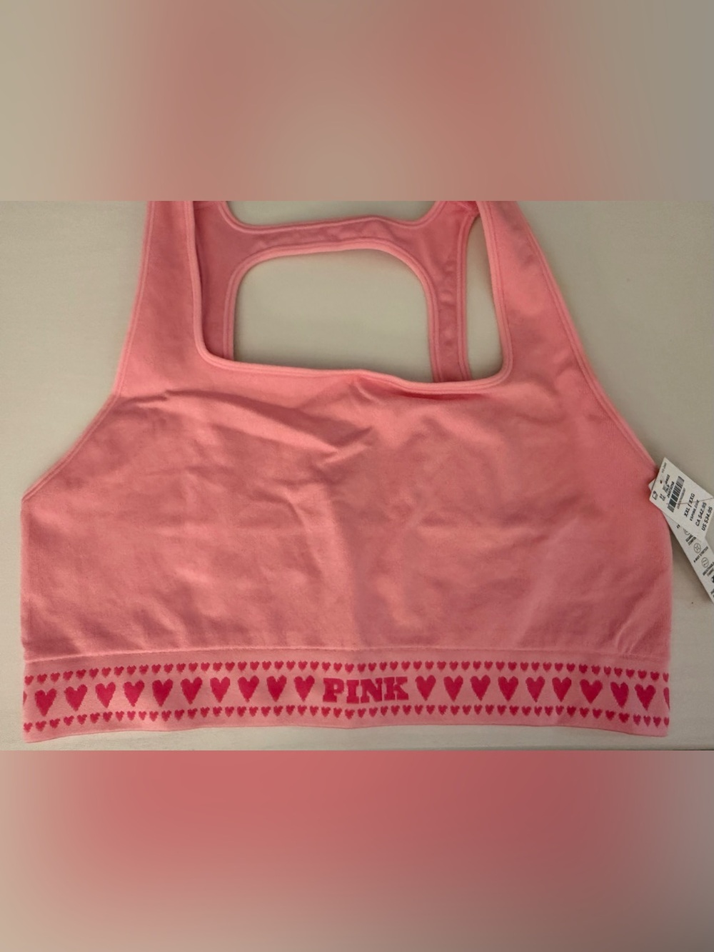 PINK Victoria's Secret Pink Heart-Band Racerback Bralette